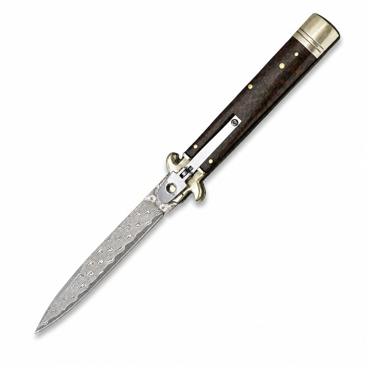 44715-main-white-clean 9-Zoll-Damaskus-Stiletto-Messer mit Schlangenleder-Holzgriff