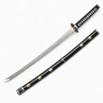 Handgefertigtes schwarzes Samurai-Messer mit fester Klinge von Ghost
