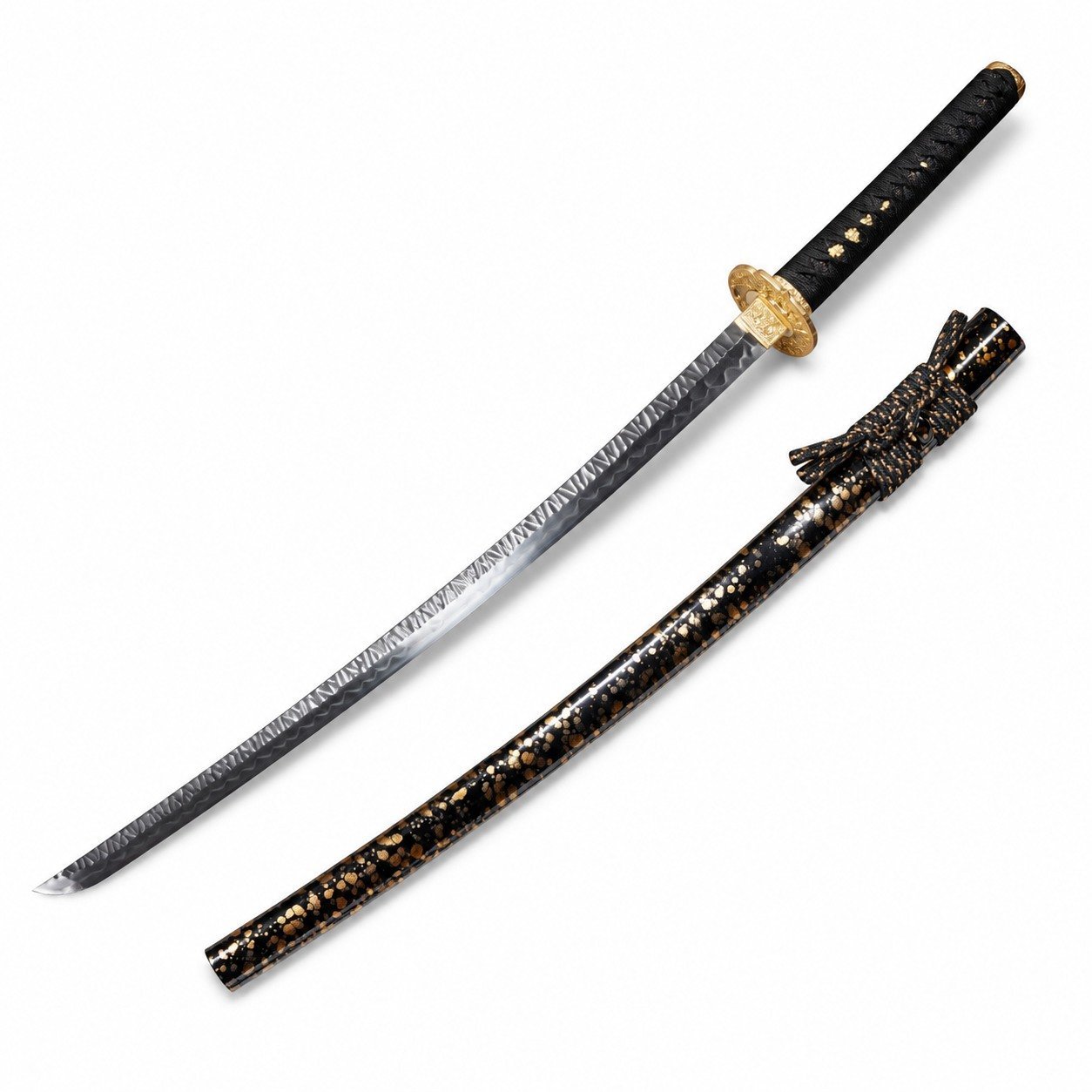 46788-main-white-clean Handgefertigtes gehämmertes schwarzes Samurai-Messer mit feststehender Klinge von Ghost