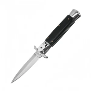 9-Zoll-italienisches Stiletto-Messer – automatische Springklinge mit schwarzem Griff