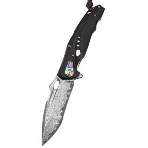Geschmiedetes Damaststahl-Klappmesser, Outdoor-Camping-Messer mit hoher Härte, taktisches, tragbares Überlebensmesser