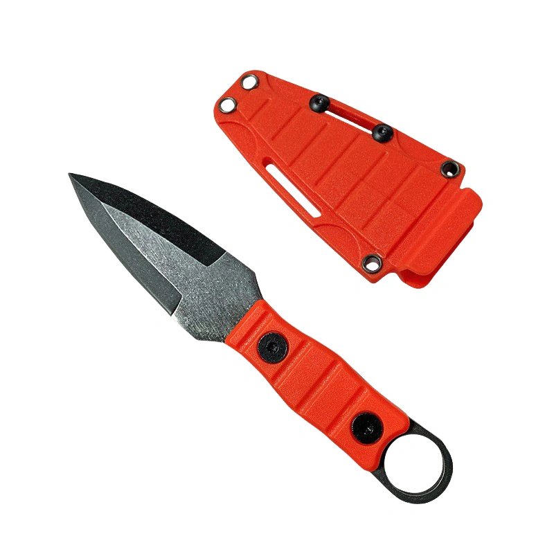 a3.webp Gerades Outdoor-Messer, hohe Härte, Schärfe, taktisches kleines gerades Messer, mit K-Scheide A-3 Stonewashed/Orange-Griffen